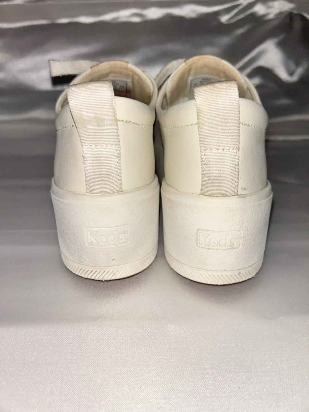 Keds Leather Cream Platform Lace-Up Sneakers | Size 7.5 EU 38 UK 5